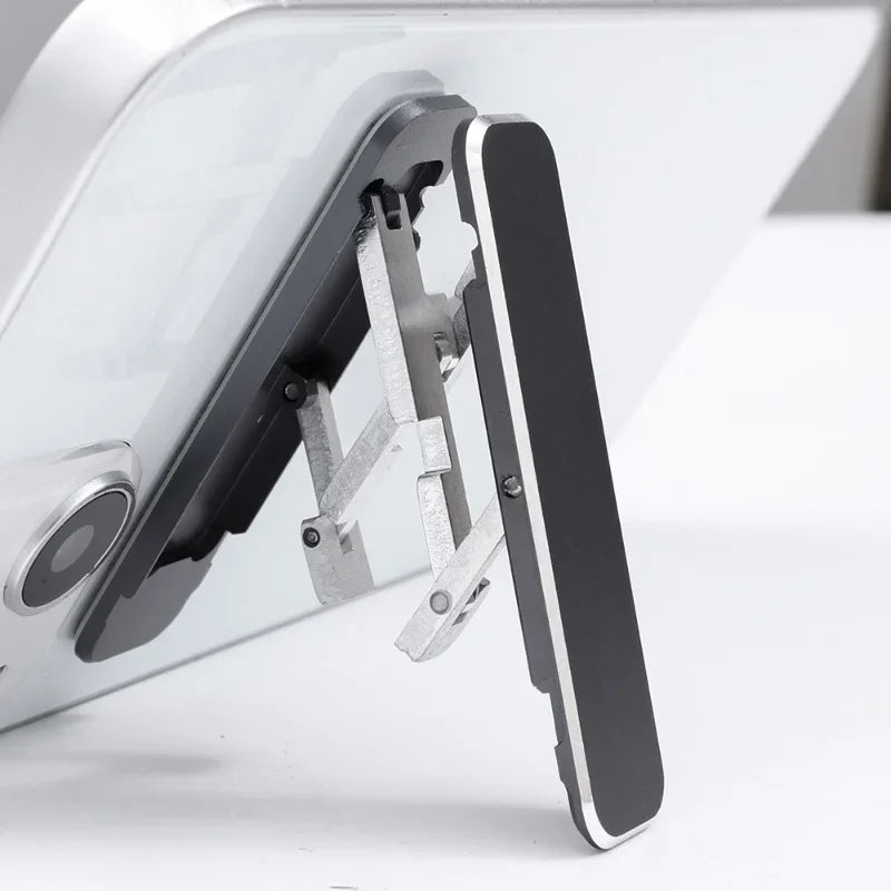 Universal Metal Phone and Tablet Holder - Foldable Desktop Stand for iPad and Mobile Devices