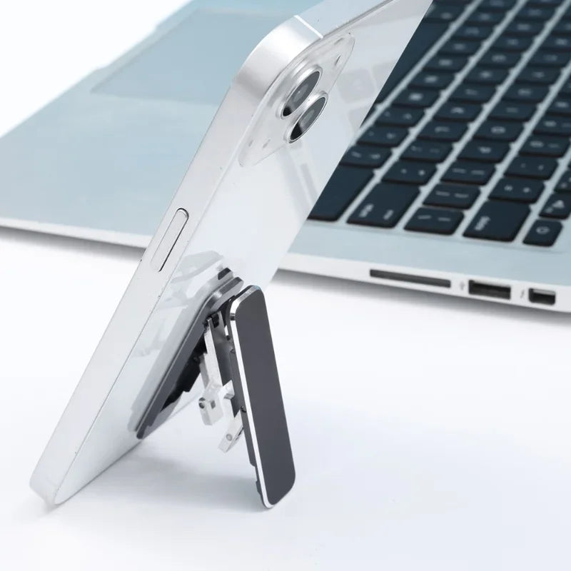 Universal Metal Phone and Tablet Holder - Foldable Desktop Stand for iPad and Mobile Devices